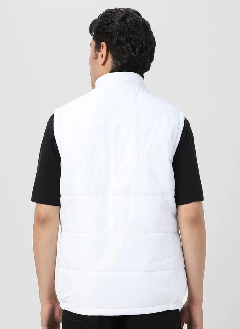 Urbano Fashion  Urbano Fashion Men's White Sleeveless Zippered Puffer Jacket for Men | Best Price UAE